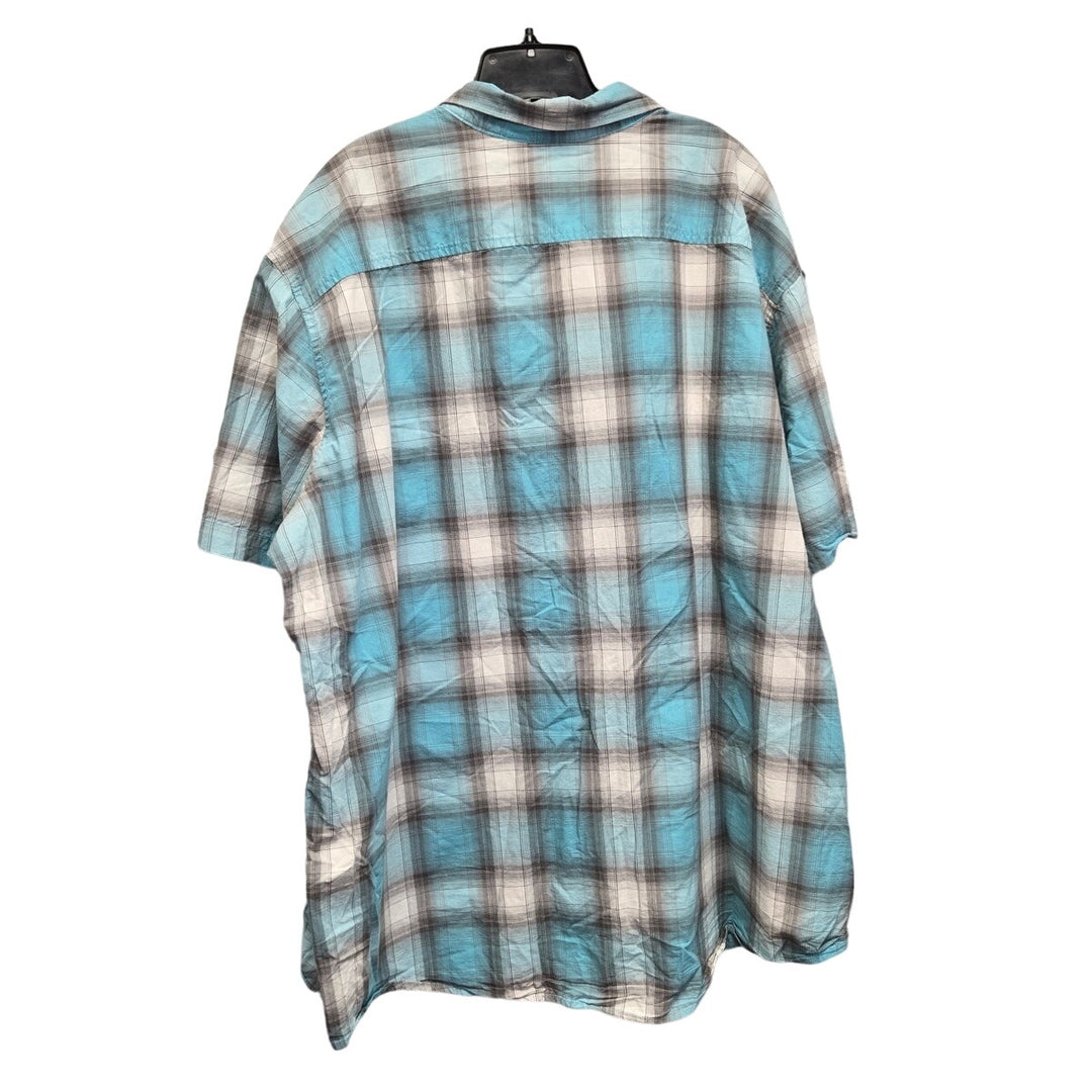 J Ferrar Mens 3XLT Cotton Short Sleeve Plaid Pearl Snap Up Shirt w Front Pockets
