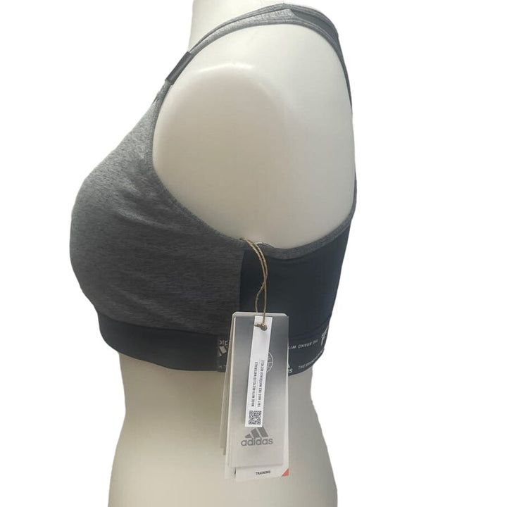 New Adidas Large 44DD Gray Medium Support Removeable Pads Training Sports Bra