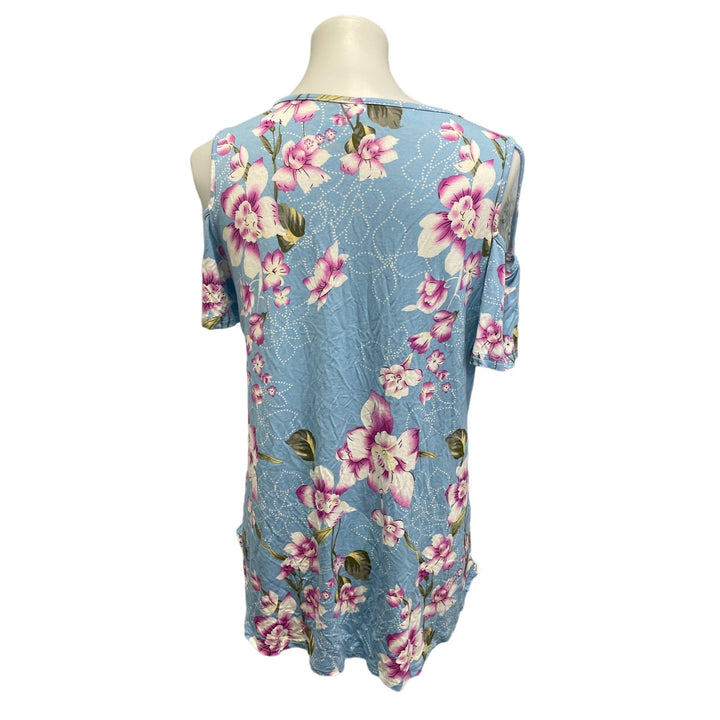 Niloufo Womens Large Short Sleeve Floral PolyCotton Cold Shoulder Tops Blouses