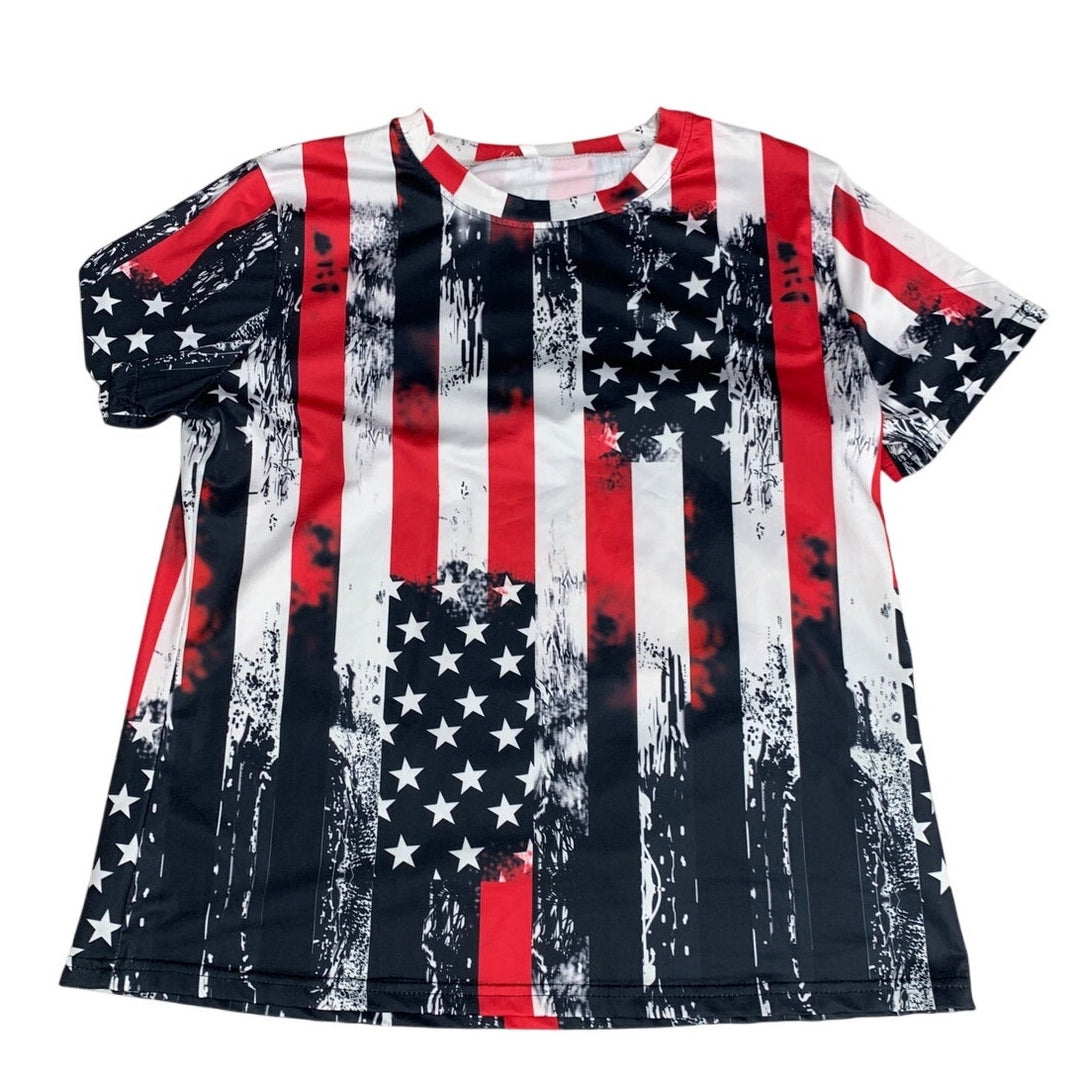 Lot of 3 Womens XL American Flag USA Rinestone Tie Die Short Sleeve Tee Shirts
