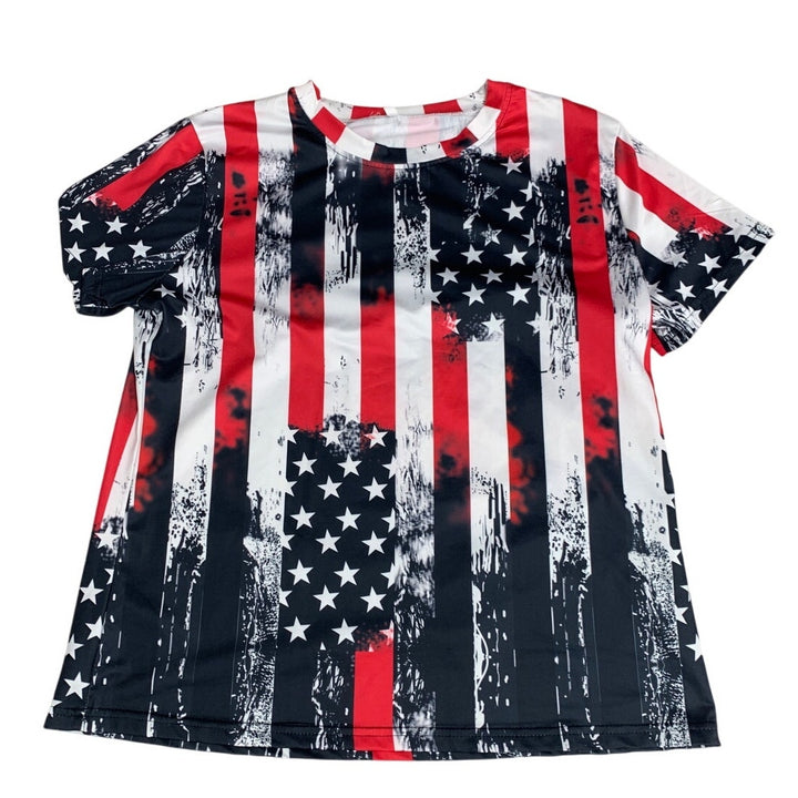 Lot of 3 Womens XL American Flag USA Rinestone Tie Die Short Sleeve Tee Shirts