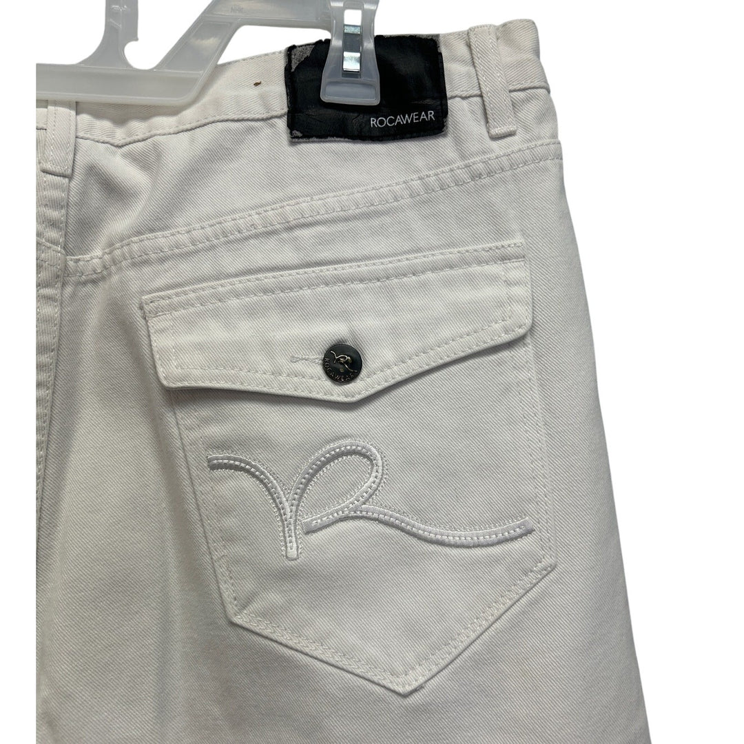 Rocawear Mens Size 40 100% Cotton Long White Denim Jean Shorts Jorts