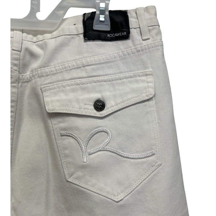 Rocawear Mens Size 40 100% Cotton Long White Denim Jean Shorts Jorts