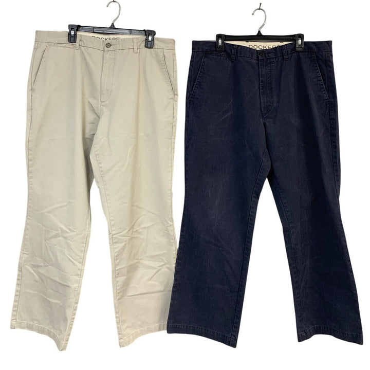 Lot of 2 Dockers Mens Size 38 X 30 Khaki Onward D3 Classic Flat Front Pants