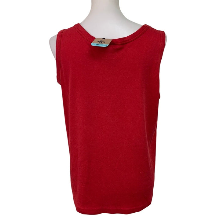 Upcycled Hand Printed Womens Medium Red Selectively Social Cotton Tank Top Tee