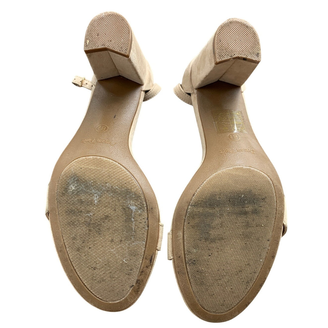 Dream Pairs Womens 8.5 Tan Faux Suede 3" Block Heel Open Toe Ankle Strap Shoes