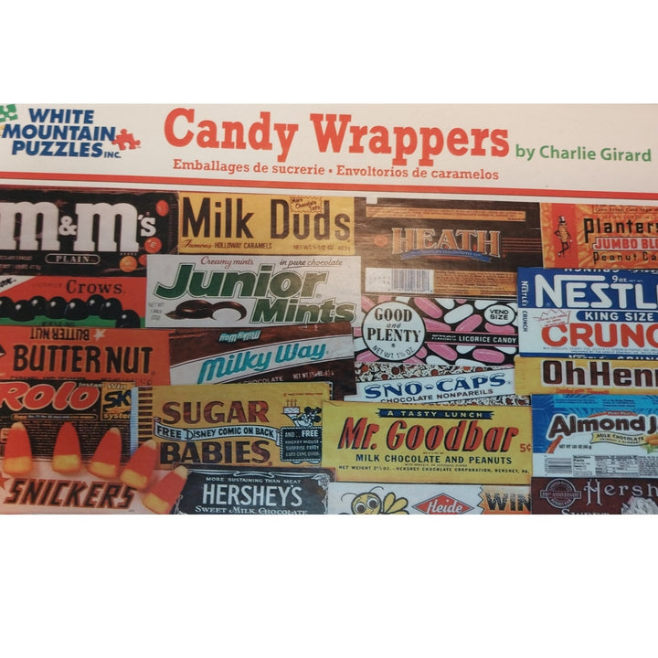 White Mountain Puzzles Candy Wrappers 1000 Piece Jigsaw Puzzle by Charle Girard