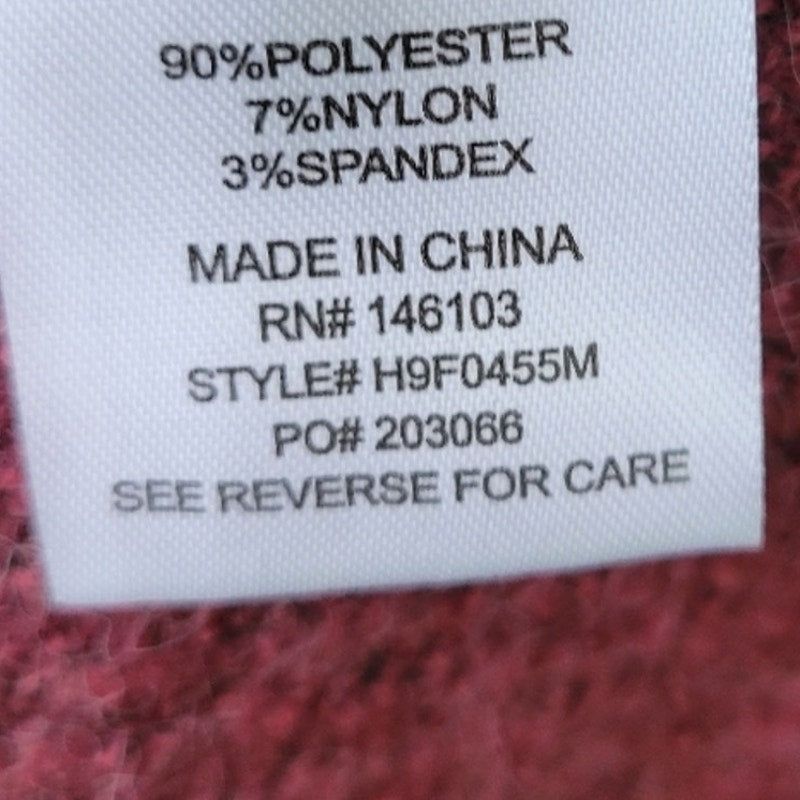NWT New Hippie Rose Juniors Small Wine Red Turtleneck Polyester Tunic Sweater