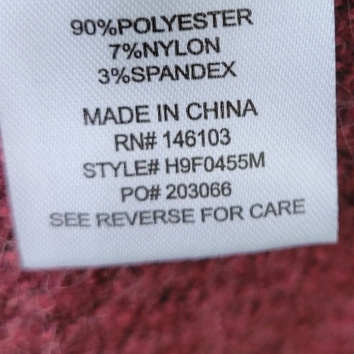NWT New Hippie Rose Juniors Small Wine Red Turtleneck Polyester Tunic Sweater