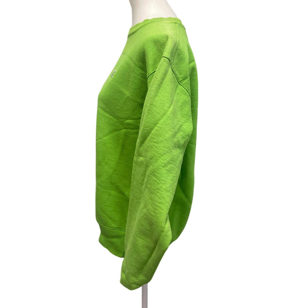 Champion Eco Mens Medium Neon Green Long Sleeve PolyCotton Crew Neck Sweatshirt