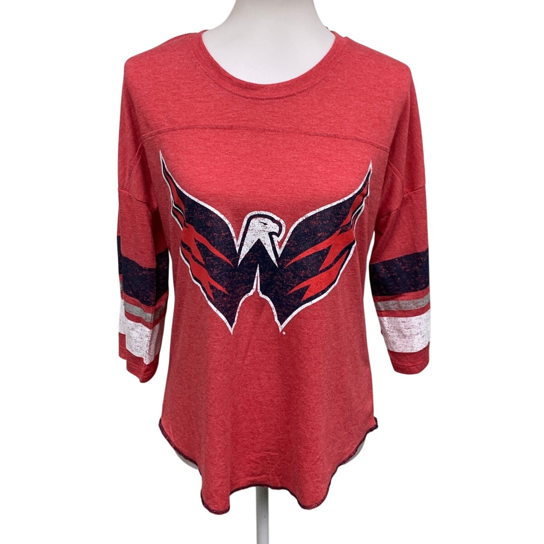 New NHL Womens Medium Washington Capitals Hockey Half Sleeve Tee Shirt