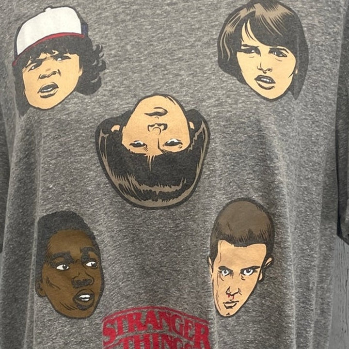 Stranger Things Mens XL PolyCotton Short Sleeve Crew Neck Heathered Tee Shirt