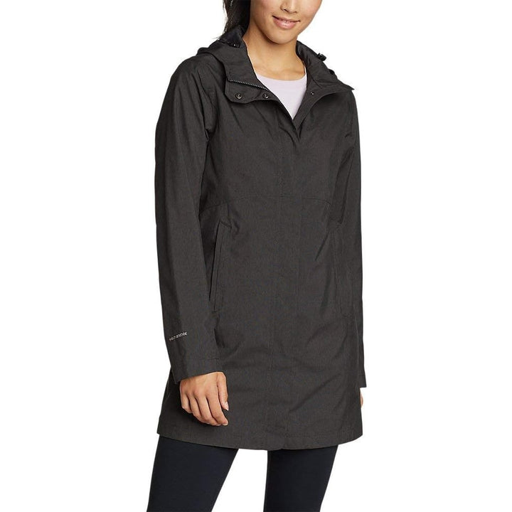 New Eddie Bauer Womens XS Smoke Gray Eastsound Storm Repel DWR Trench Coat