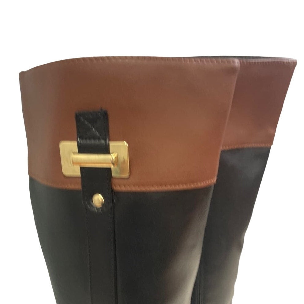 Karen Scott Womens US Size 9.5 Deliee Faux Leather Low Heel Tall Riding Boots
