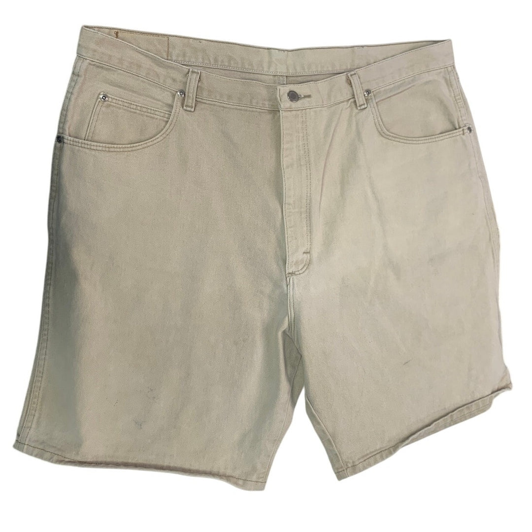Wrangler Silver Edition Mens Size 42 100% Cotton Light Khaki Denim Long Shorts