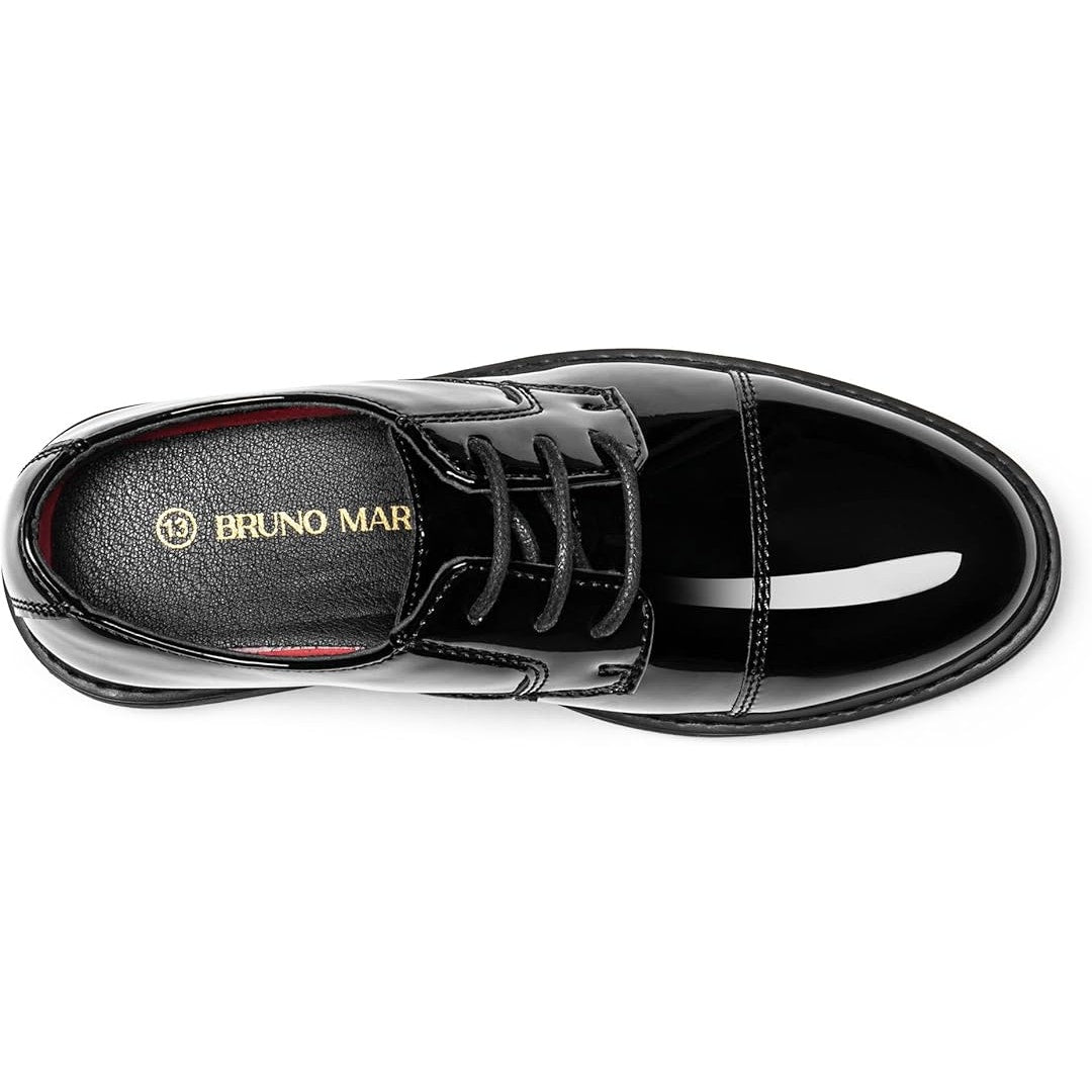 Bruno Marc Big Kid Boys Size 5 Shiny Black Lace Up Dress Oxford Formal Shoes