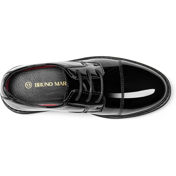 Bruno Marc Big Kid Boys Size 5 Shiny Black Lace Up Dress Oxford Formal Shoes
