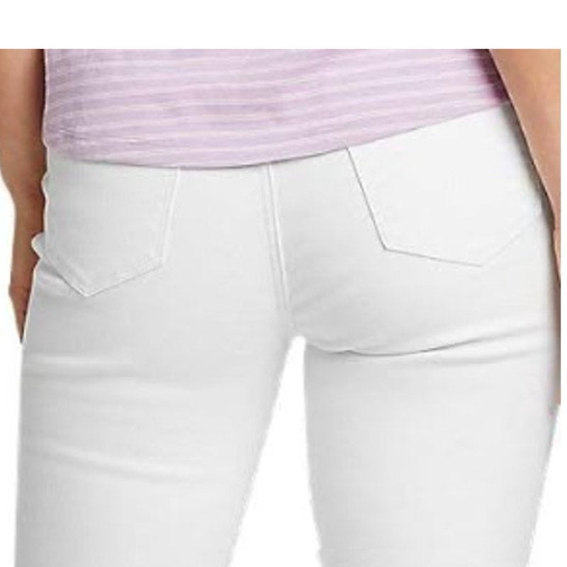New Eddie Bauer Women Authentic Voyager White Crop High Rise Stretch Cotton Jean