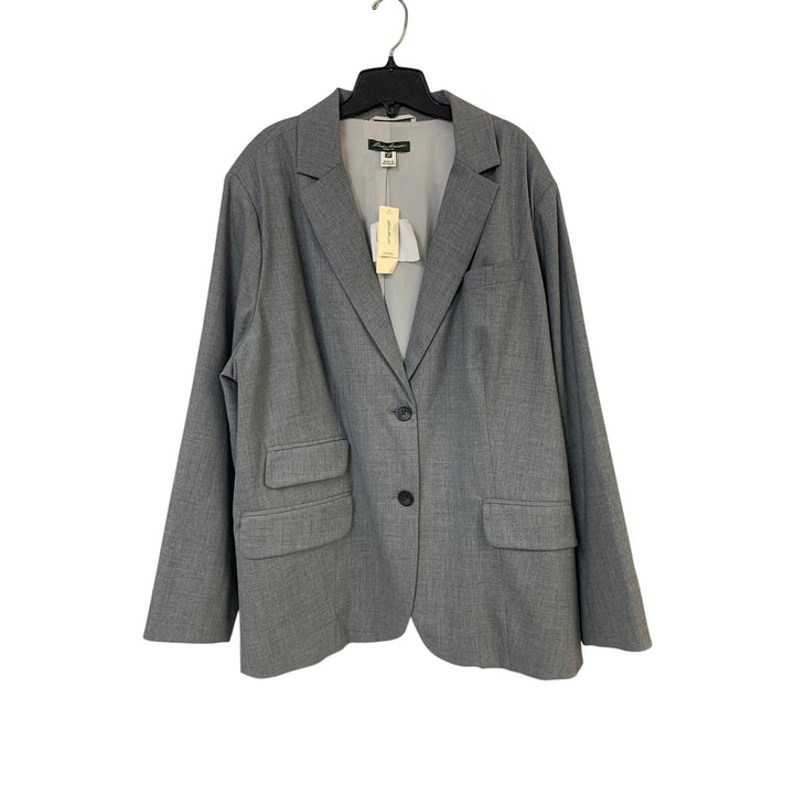 New Eddie Bauer Womens Plus Size 24 Gray Gab Wool 2 Button Long Sleeve Blazer