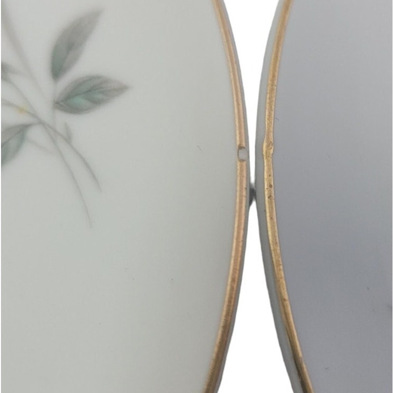 2 Vintage Golden Rose Flower Gold Rim Fine China Japan Small Salad Plates