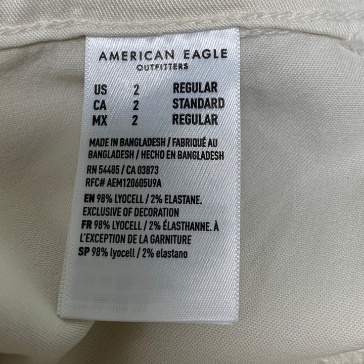 New American Eagle Womens Size 2 Khaki Ribbed Waist Lightweight Cargo Pants