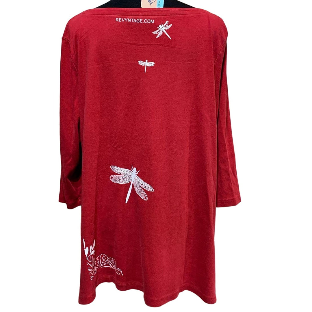 Hand Printed Upcycled Womens 2X Dragonfly Saving the Planet is My SuperpowerTee