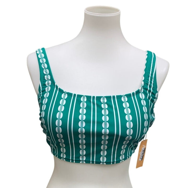 New Kona Sol Womens Medium Green Swim Separates Bikini Top w Removeable Pads