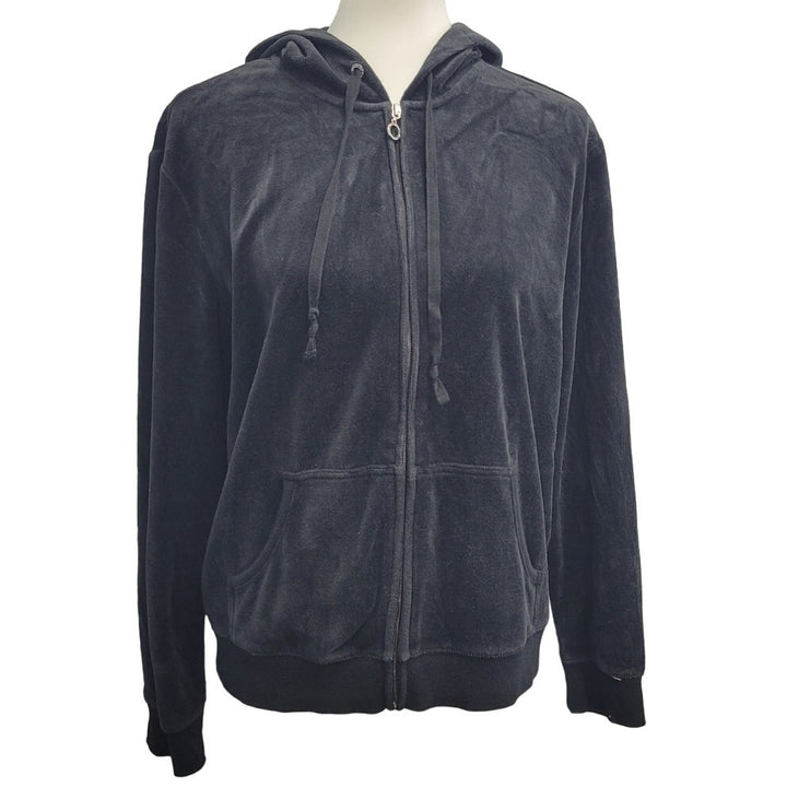 Comfort Zone Womens XL Black PolyCotton Long Sleeve Full Zip Hooded Jacket