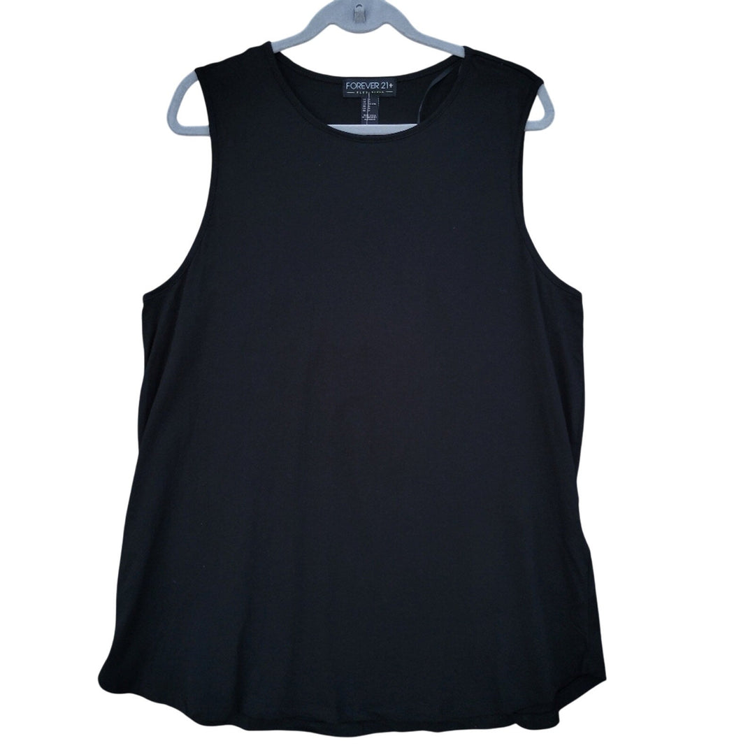 NWT New Forever 21 Plus Womens 2X Black Sleeveless Fringe Back Tank Top