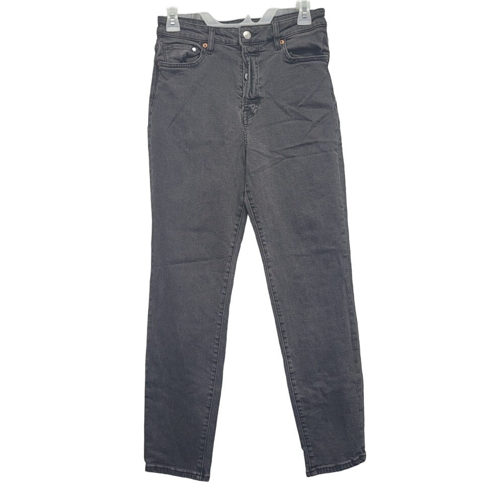 H&amp;M Womens Size 6 Stretch Cotton Ultra High Waist Button Fly Denim Mom Jeans