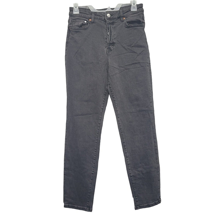 H&amp;M Womens Size 6 Stretch Cotton Ultra High Waist Button Fly Denim Mom Jeans