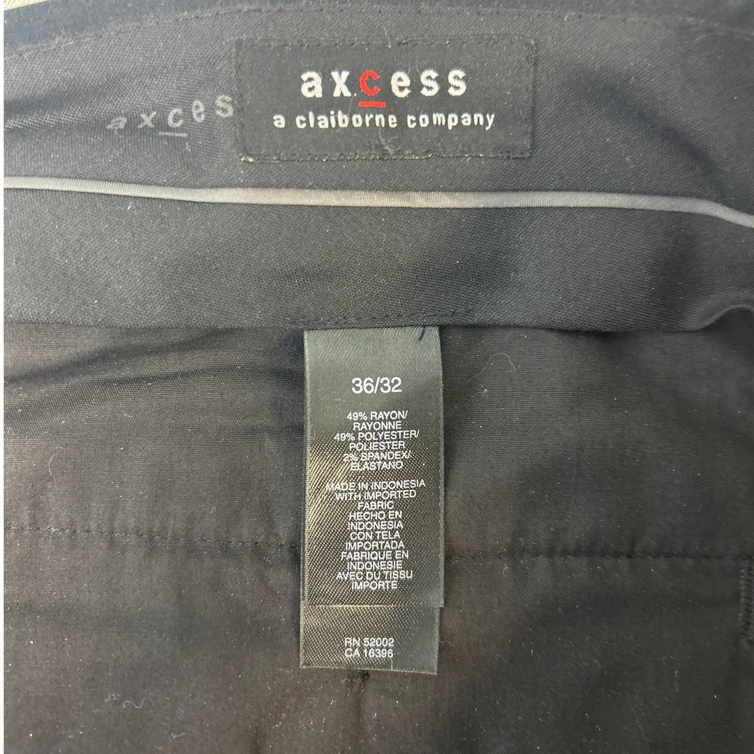 Axcess Mens Size 36 / 32 Black Pin Stripe Career Front Pleated Suit Pants