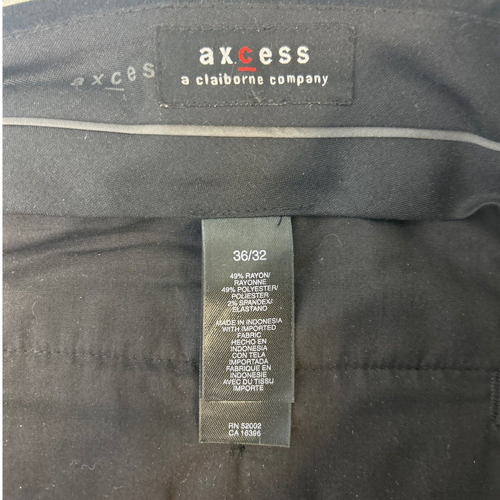 Axcess Mens Size 36 / 32 Black Pin Stripe Career Front Pleated Suit Pants