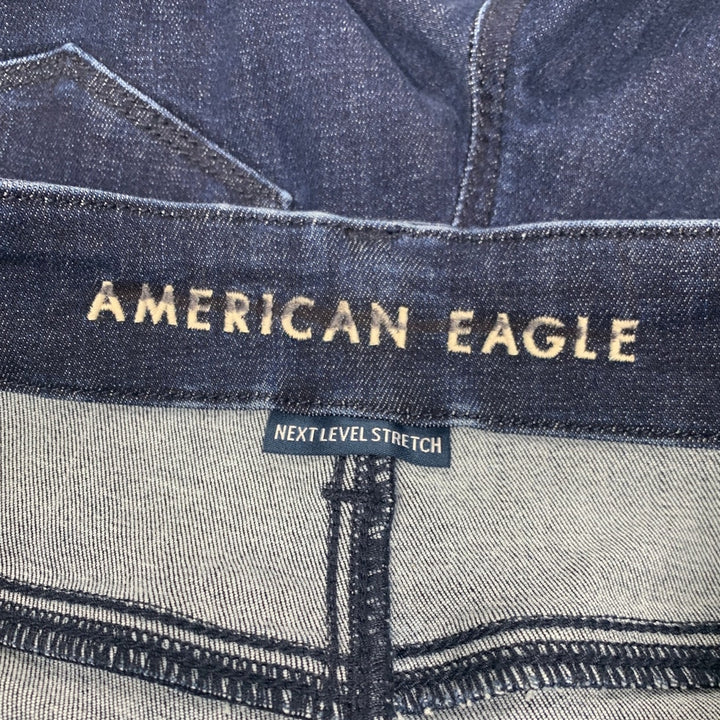 New American Eagle Women Size 4 Super High Rise Flare Dark Ash Denim Blue Jeans