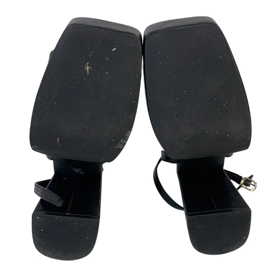 Modatope Womens 7.5 Black 5" Platform Heel Open Square Toe Ankle Strap Shoes