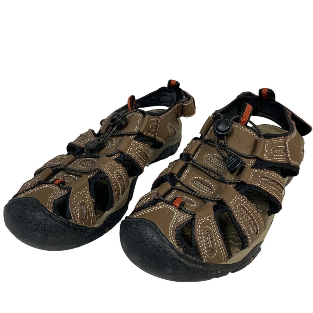Eddie Bauer Mens Size 9 Brown Sandal Lace Up Drawstring Faux Leather Sandals