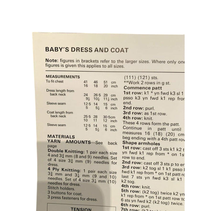 New King Cole KC650 Big Value DK Baby Dress &amp; Coat Sweater Knitting Pattern