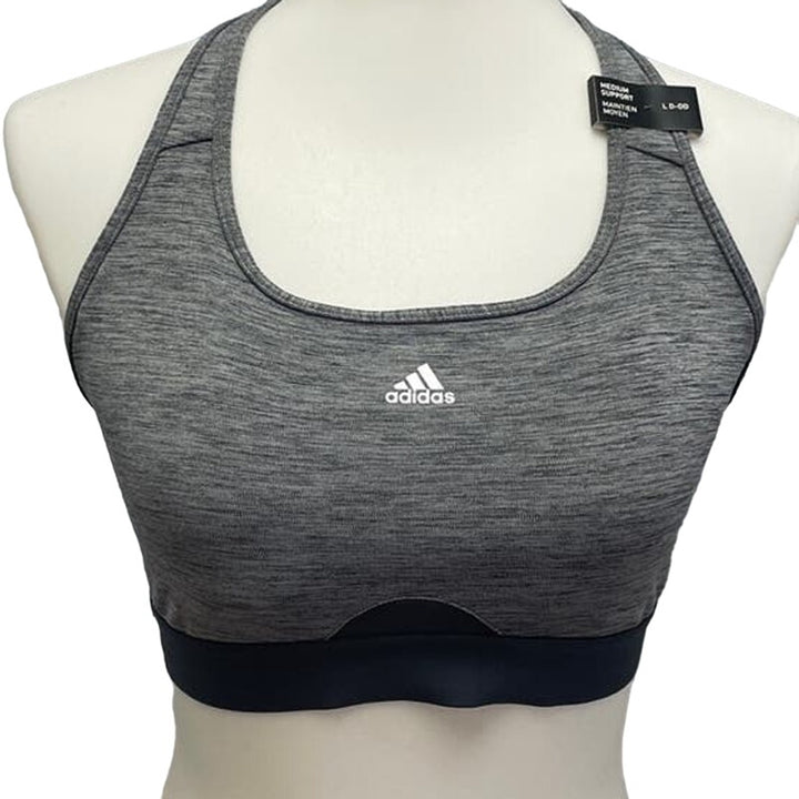 New Adidas XS 32DD Gray Medium Support Removeable Pads Training Sports Bra