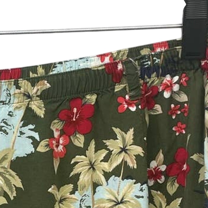Basic Editions 3X Elastic Waist 100% Rayon Hawaiian Floral Palm Tree Pants