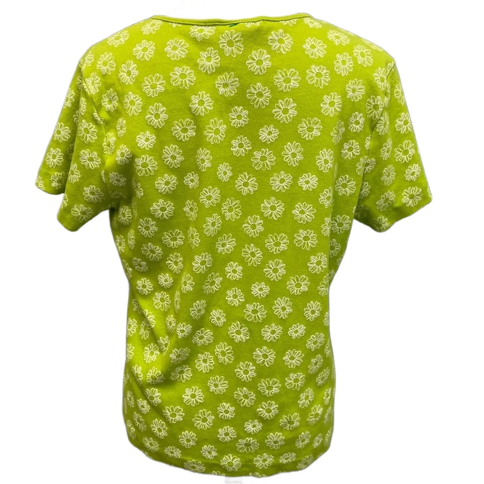 Hand Printed Upcycled Womens XL Dragonfly VNeck Short Sleeve Floral Tee Shirt