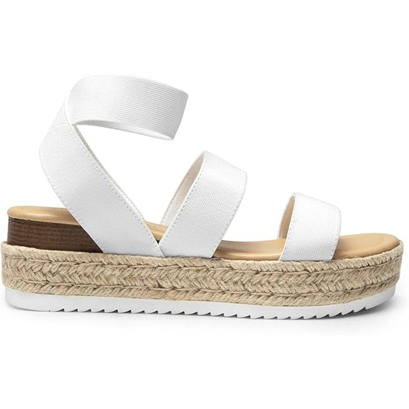 Dream Pairs Womens 9 White Elastic Ankle Strap Open Toe 2.25" Platform Sandals