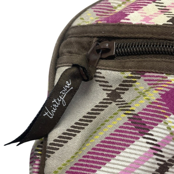 Thirty One Gifts Pink Plaid Double Handle Purse Cosmetic Organizing Bag