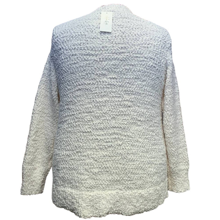 New Style &amp; Co 2X White Popcorn Boucle Long Sleeve Fuzzy Crew Neck Sweater