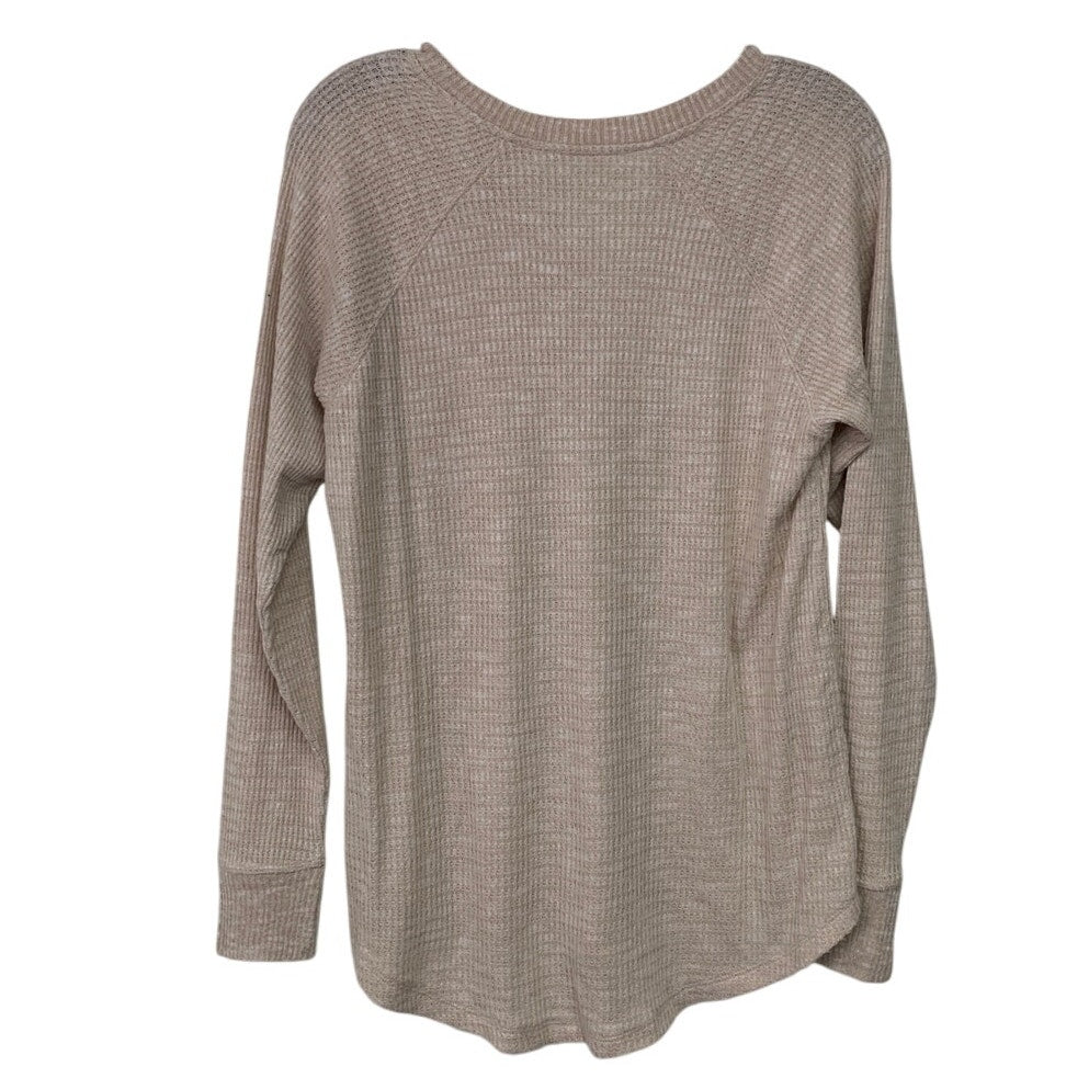 New American Eagle Womens Medium Heathered Waffled Long Sleeve V Neck Top