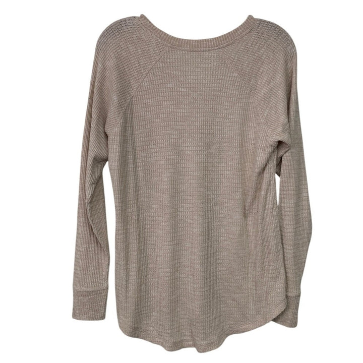 New American Eagle Womens Medium Heathered Waffled Long Sleeve V Neck Top