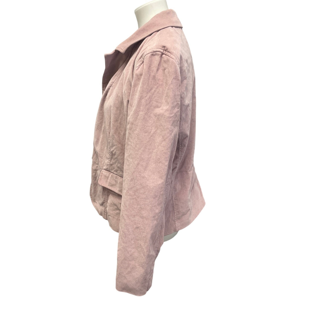 New Frontier Womens XL Corduroy Long Sleeve Button Up Lined Jacket w Pockets