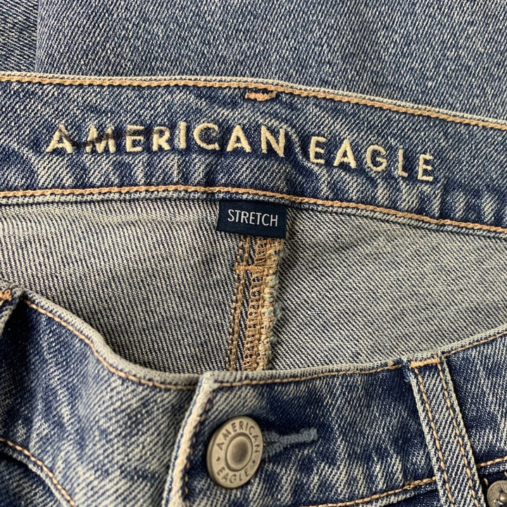 New American Eagle Womens 10 Super High Rise Ankle Straight Denim Blue Jeans
