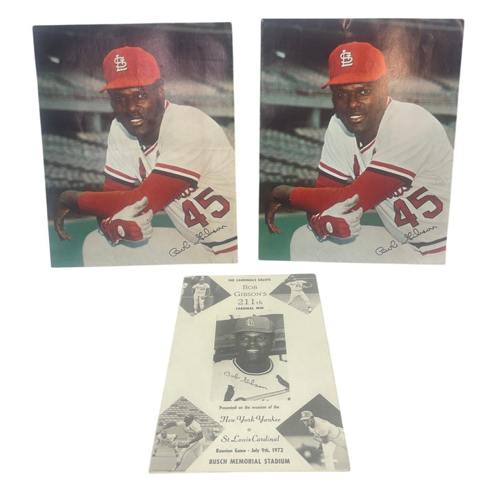 Vintage 1972 St Louis Baseball Cardinals Bob Gibson 211th Win Program and Photos