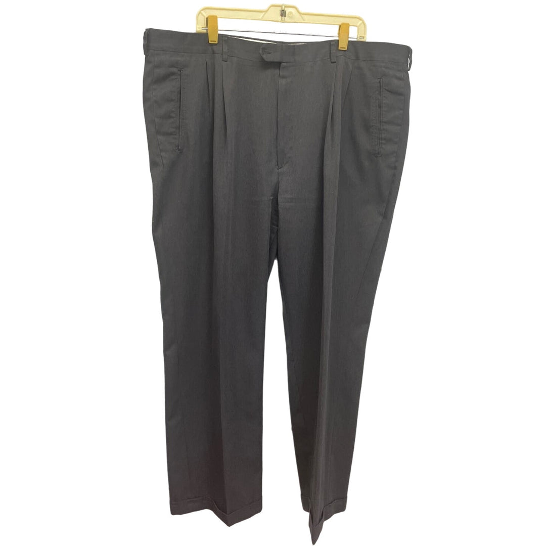 Haggar Collections Mens 44 X 30 Polyester Pleated Front Button Tab Career Pants