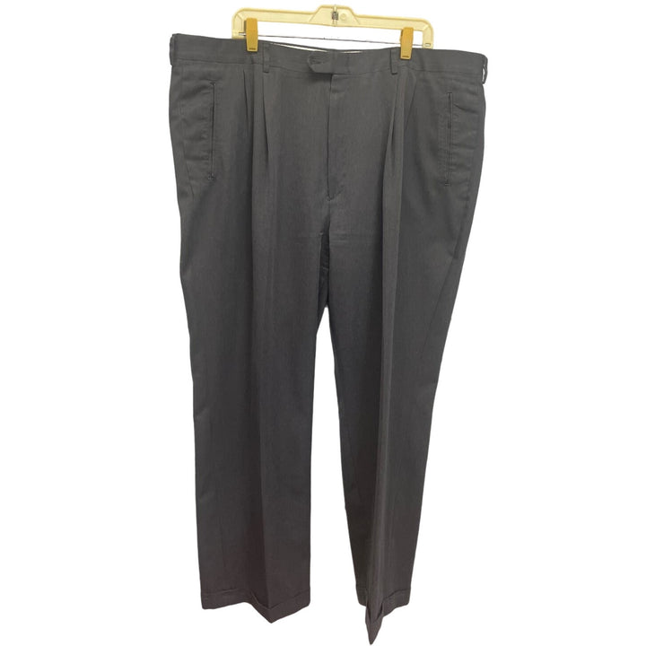 Haggar Collections Mens 44 X 30 Polyester Pleated Front Button Tab Career Pants